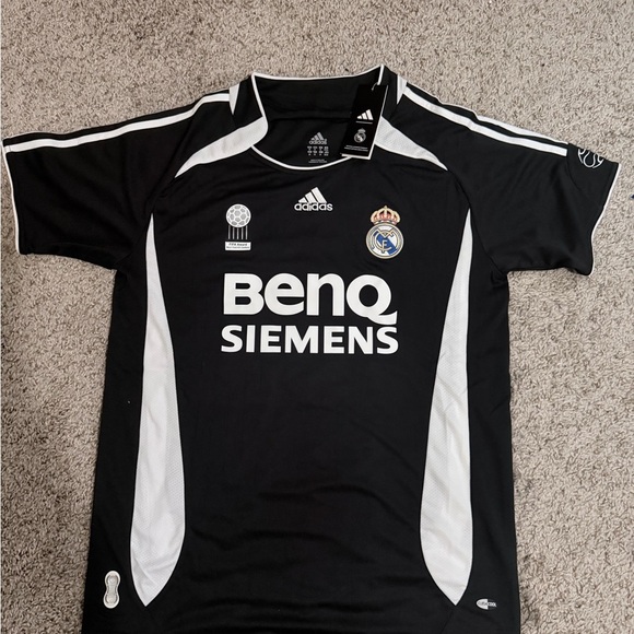 adidas Black and White Real Madrid Kids Soccer Jersey - BenQ Siemens